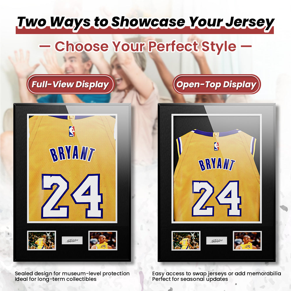 CCDCC 2-PACK Large Lockable Rectangle Sports Soccer Jersey Display Frame Shadow Box - Aluminum Alloy, UV-Protection Transparent Acrylic, Hanger, Installation & Mount Hardware - Wall Home Decor Photo Frame