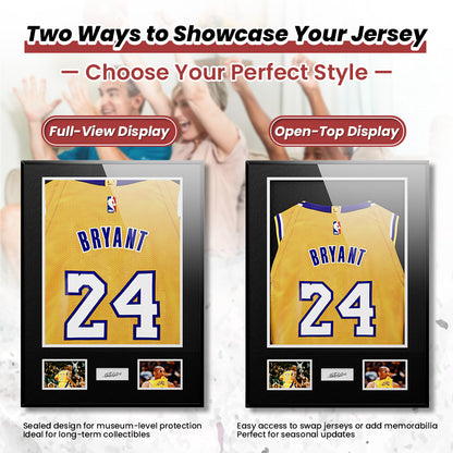 CCDCC 2-PACK Large Lockable Rectangle Sports Soccer Jersey Display Frame Shadow Box - Aluminum Alloy, UV-Protection Transparent Acrylic, Hanger, Installation & Mount Hardware - Wall Home Decor Photo Frame